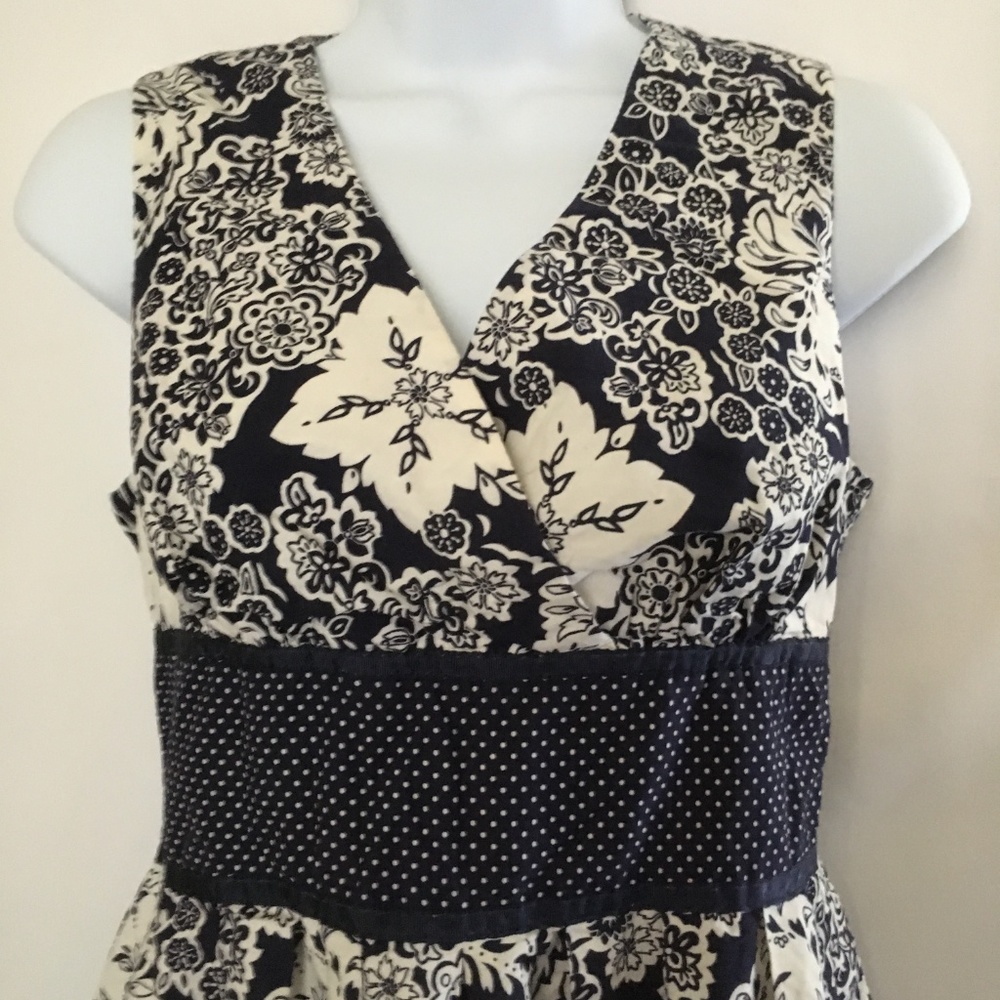 Chadwick's Blue and White Floral Sleeveless Dress